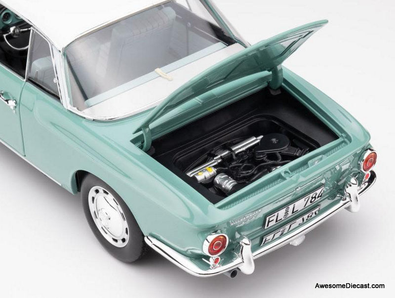 1961 Volkswagen Karmann Ghia 1500, Pacific Green 1:18 Diecast