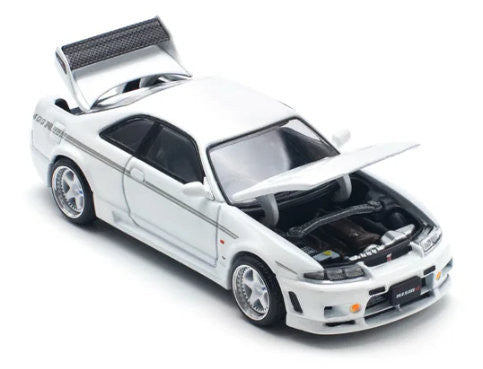 Nissan GT-R R-33 Nismo 400R, White 1:64 Diecast Model Car by Pop Race
