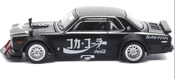 Nissan Skyline GT-R V8 Drift (HAKOSUKA) - Coca Cola JP, Black 1:64 Diecast Model Car by Pop Race