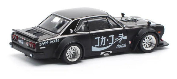 Nissan Skyline GT-R V8 Drift (HAKOSUKA) - Coca Cola JP, Black 1:64 Diecast Model Car by Pop Race