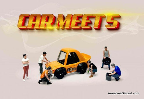 Car Meet 5 Figures 1:64 Diecast Diorama Figures by American Diorama