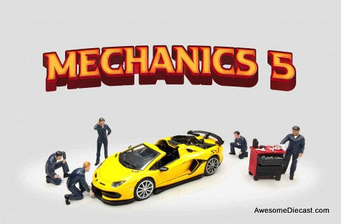 Mechanics 5 Figures 1:64 Diecast Diorama Figures by American Diorama