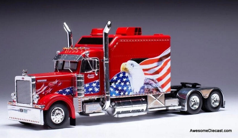 2002 Peterbilt 379 Sleeper Tractor, Red/Custom 1:64 Diecast Model Truck by IXO