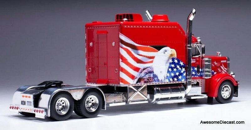 2002 Peterbilt 379 Sleeper Tractor, Red/Custom 1:64 Diecast Model Truck by IXO