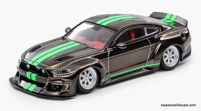 Ford Mustang (6th Generation) Clinched Widebody Kit, Black Chrome 1:64 Diecast Model Car by Liberty64