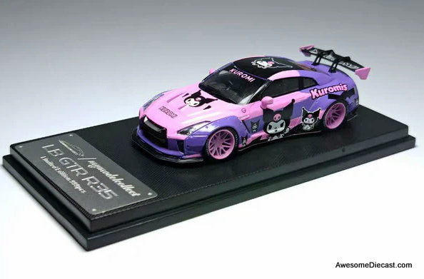 Nissan GTR R-35 LB, Pink /Purple: Kuromi Livery 1:64 Diecast Model Car by My Model Collect