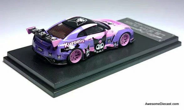 Nissan GTR R-35 LB, Pink /Purple: Kuromi Livery 1:64 Diecast Model Car by My Model Collect