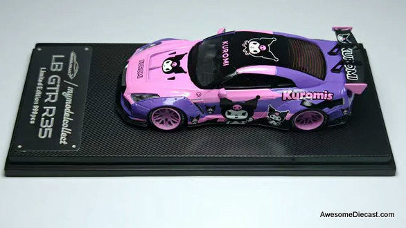 Nissan GTR R-35 LB, Pink /Purple: Kuromi Livery 1:64 Diecast Model Car by My Model Collect