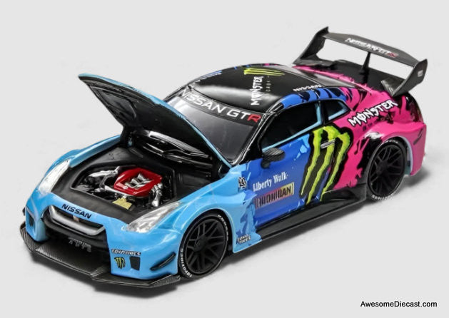 Nissan GT-R R35 LBWK Widebody, Monster Livery 1:64 Diecast Model Car by Demon King