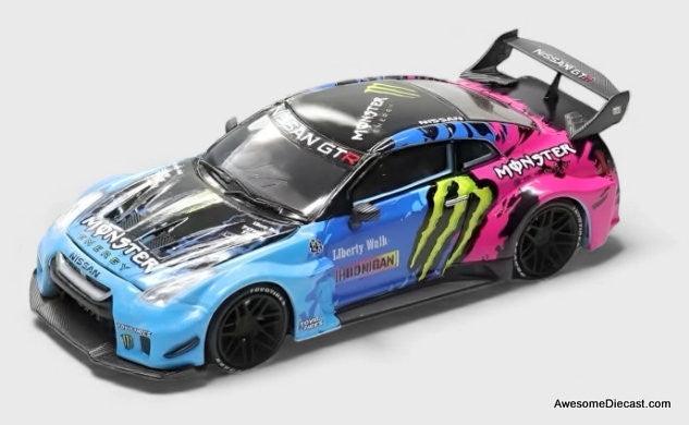 Nissan GT-R R35 LBWK Widebody, Monster Livery 1:64 Diecast Model Car by Demon King