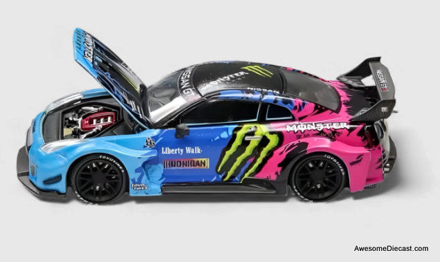Nissan GT-R R35 LBWK Widebody, Monster Livery 1:64 Diecast Model Car by Demon King
