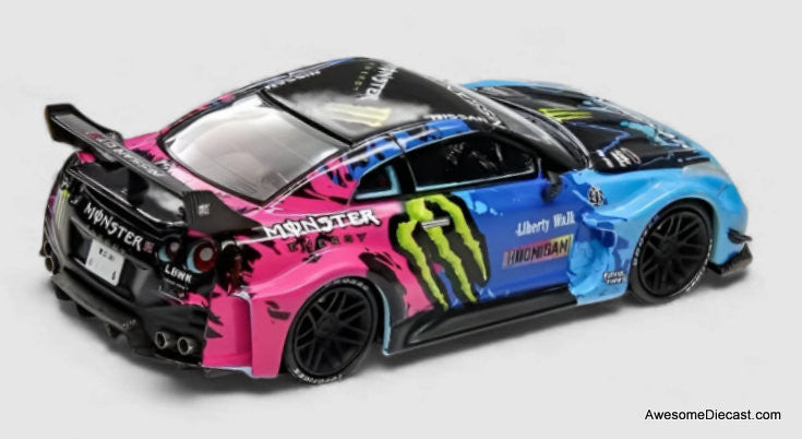 Nissan GT-R R35 LBWK Widebody, Monster Livery 1:64 Diecast Model Car by Demon King