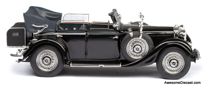 Esval Models 1:43 1933-37 Mercedes-Benz 290 W18 Cabriolet D Short Wheel Base (Top Down), Black