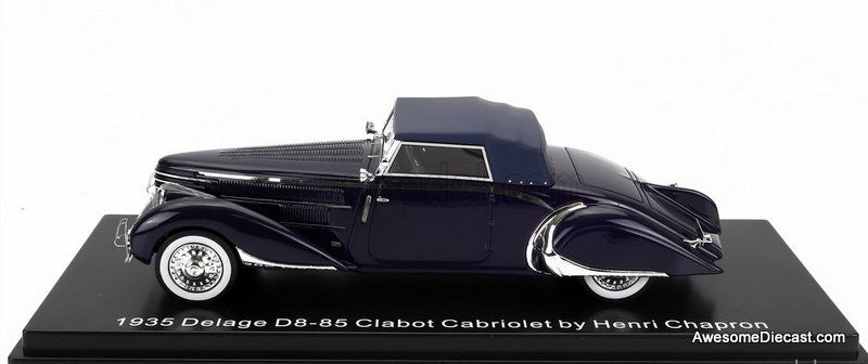 Esval Models 1:43 1935 Delage D8-85 Clabot Cabriolet by Henri Chapron, Dark Blue
