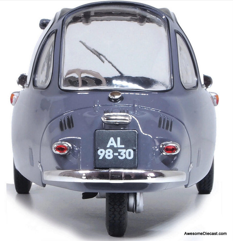 Heinkel Kabine LHD Bubble Car, Troy Gray 1:18 Scale Diecast Model Car by Oxford Diecast