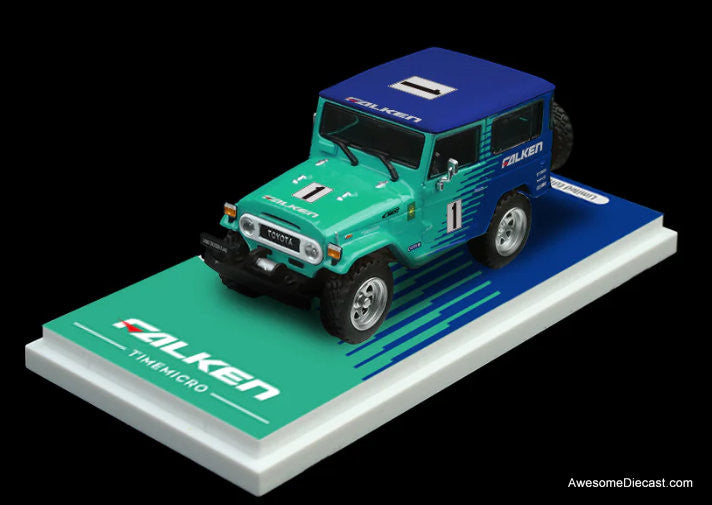 Nissan GT-R R34 & Toyota FJ40 w/Trailer Falken Racing 1:64 Diecast Model Vehicles by Time Micro