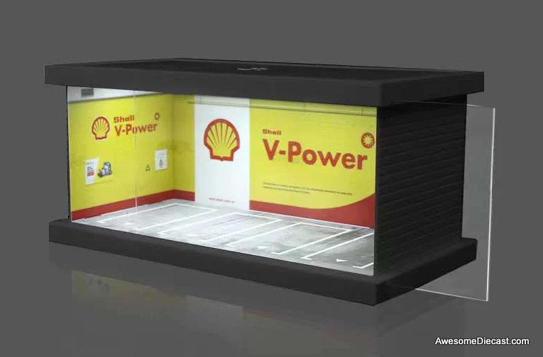 Shell 4 Car Parking Scene w/Lighting & Protective Dust Cover 1:64 Diorama by MoreArt