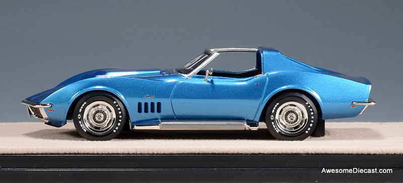 1969 Chevrolet Corvette L88 Coupe T Roof, LeMans Blue Metallic 1:43 Resin Cast Model Car by Stamp Models