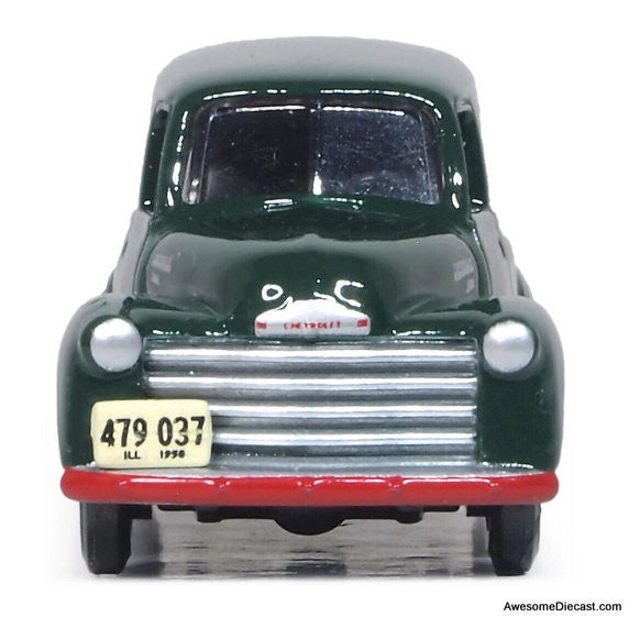 1950 Chevrolet 3100 Panel Van, Green: Railway Express Agency 1:87 Diecast Model Truck by Oxford Diecast