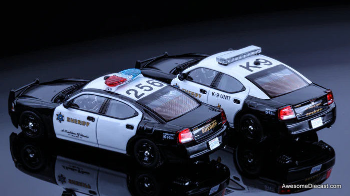 2008 Dodge Charger 2 Car Set: Los Angeles County Sheriff 1:64 Diecast Model Car by Rollin
