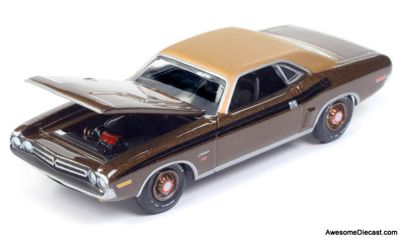 1971 Dodge Challenger R/T, Dark Gold Metallic w/Gold Vinyl Roof 1:64 Diecast Model car by Auto World
