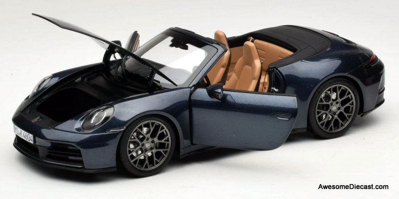 2024 Porsche 911 Carrera S Cabriolet, Yachting Blue Metallic 1:18 Diecast Model Car by Norev