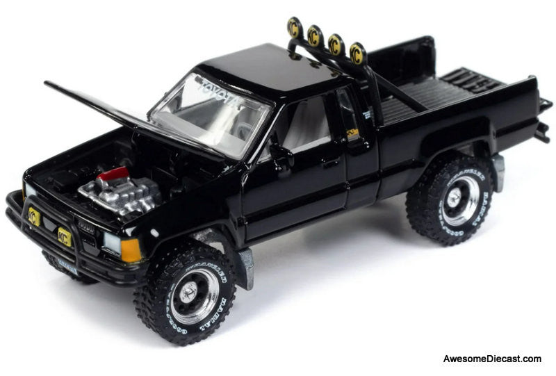 1985 Toyota SR5 Truck, Black "Mystery Matinee: Back to the Future" (1985 Movie) 1:64 Diecast Model Car by Johnny Lightning