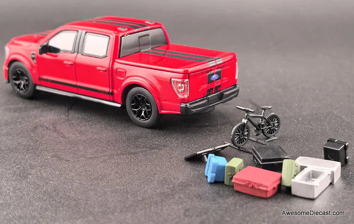 Ford F-150 Shelby Pick-Up Truck w/Accessories, Red 1:64 Diecast Model Truck by Fine Works64
