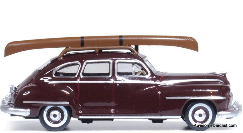1946 DeSoto Suburban,Royal Maroon w/Canoe 1:87  Diecast Model Car by Oxford Diecast