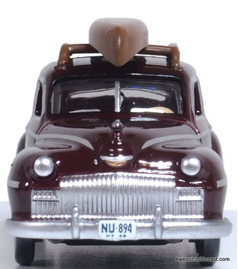 1946 DeSoto Suburban,Royal Maroon w/Canoe 1:87  Diecast Model Car by Oxford Diecast