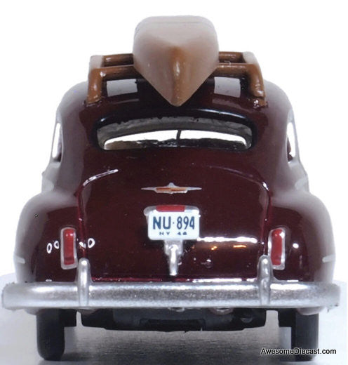 1946 DeSoto Suburban,Royal Maroon w/Canoe 1:87  Diecast Model Car by Oxford Diecast
