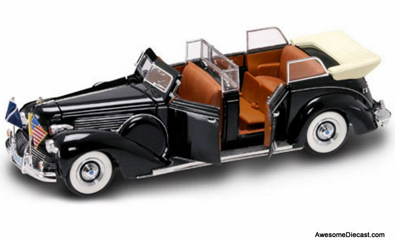 Road Signature 1:24 1939 Lincoln Sunshine Special Convertible, Black: Presidential Limousine