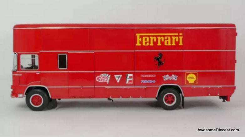 1967 Fiat OM 150 Rolfo Ferrari Race Team Transporter 1:18 Diecast Model Truck by CMR