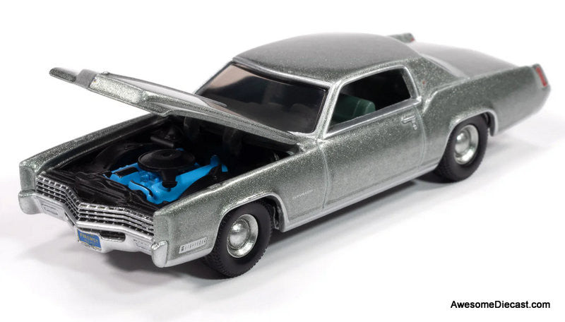 1967 Cadillac Eldorado, Light Green Crystal Firemist Metallic 1:64 Diecast Model Car by Auto World