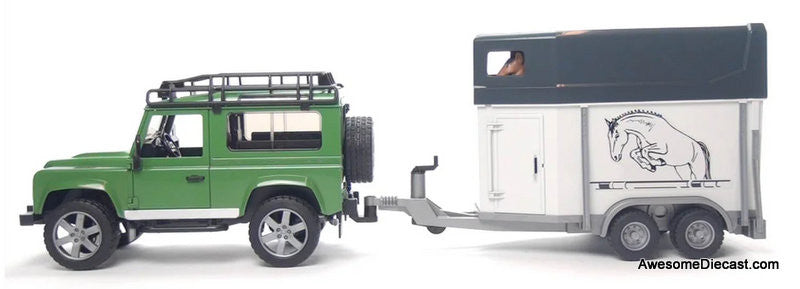 Bruder 1:16 Land Rover Defender w/Horse Trailer & Horse
