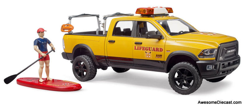 Bruder 1:16 Dodge Ram Power Wagon Lifeguard w/ Figure, Stand-up Paddle