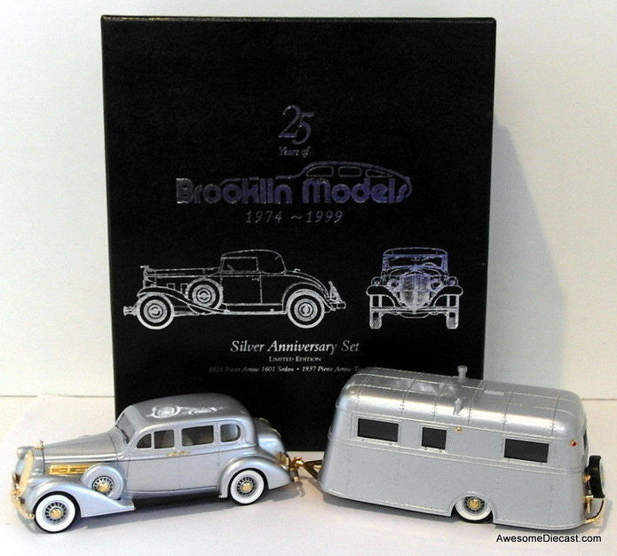 RARE!! Brooklin Models 1:43 1936 Pierce Arrow & Travelodge: Silver Anniversary Set