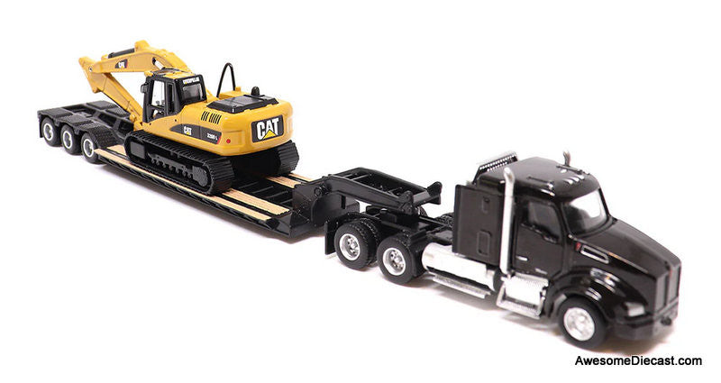 Diecast Masters 1:87 Kenworth T880s SBFS 40in-Sleeper Tandem Tractor w/Lowboy Trailer & Cat 320D L Hydraulic Excavator