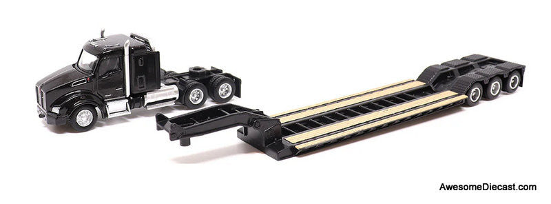 Diecast Masters 1:87 Kenworth T880s SBFS 40in-Sleeper Tandem Tractor w/Lowboy Trailer & Cat 320D L Hydraulic Excavator
