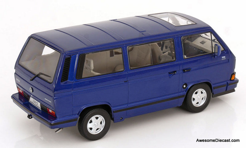 1992 Volkswagen Bus T3 Multivan (Limited Last Edition), Metallic Blue 1:18 Diecast Model Car by KK Scale