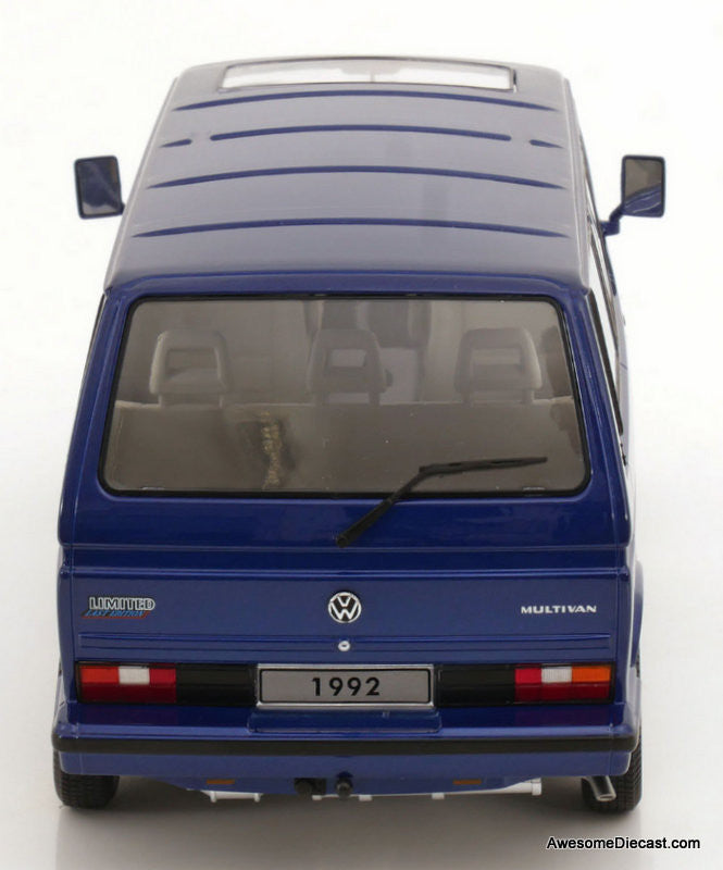1992 Volkswagen Bus T3 Multivan (Limited Last Edition), Metallic Blue 1:18 Diecast Model Car by KK Scale