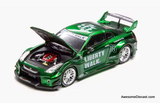 Nissan GT-R R35 RR LBWK Green Livery 1:64 Diecast Model Car by