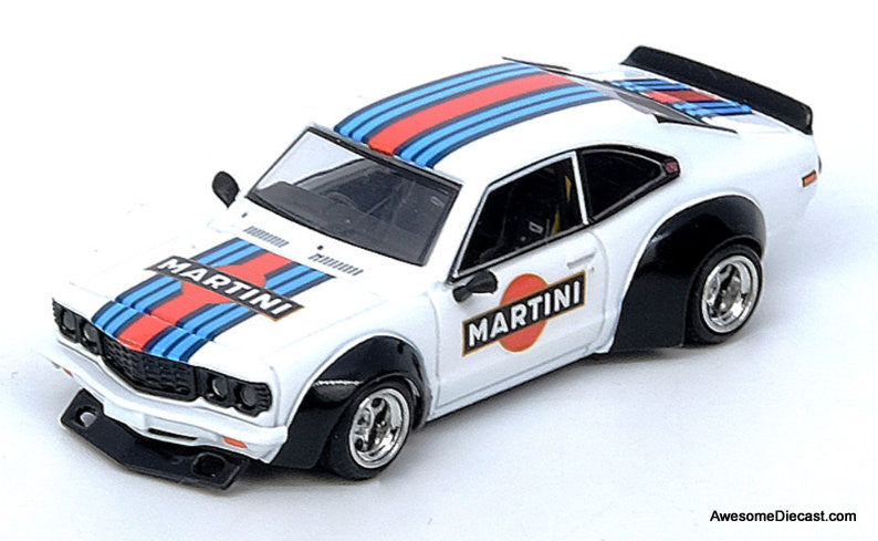 Mazda RX-3 Savanna, White: Martini Racing Livery 1:64 Diecast Model Car by Inno64