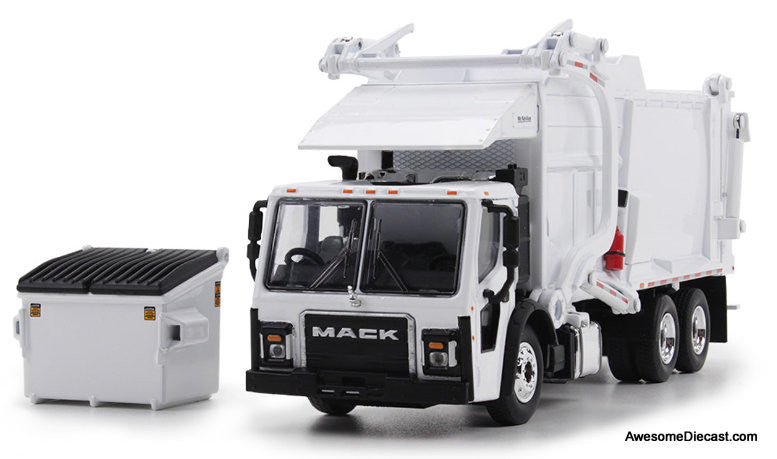DCP by FG 1:64 Mack LR w/McNeilus Meridian Front Load Refuse Truck And Trash Bin, White