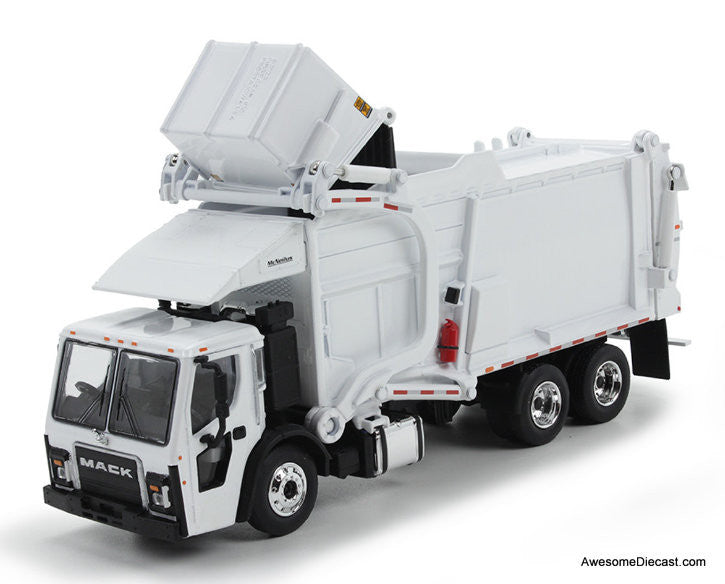 DCP by FG 1:64 Mack LR w/McNeilus Meridian Front Load Refuse Truck And Trash Bin, White