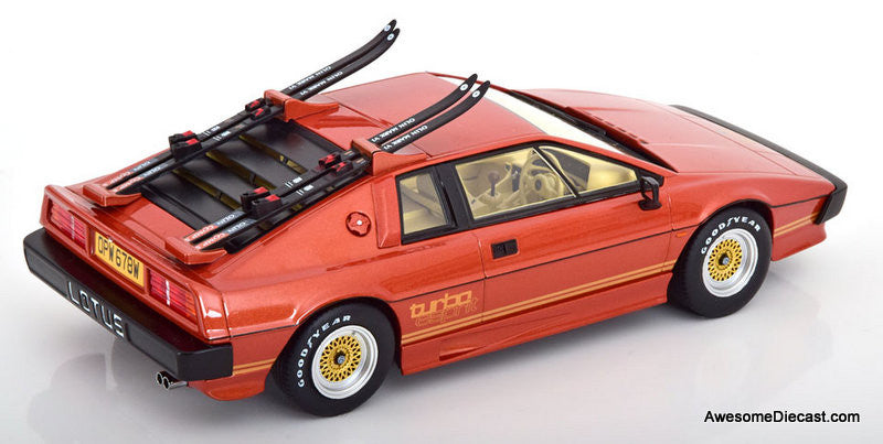 KK Scale 1:18 1981 Lotus Esprit Turbo, Copper Metallic w/James Bond Figure: James Bond 007, For Your Eyes Only