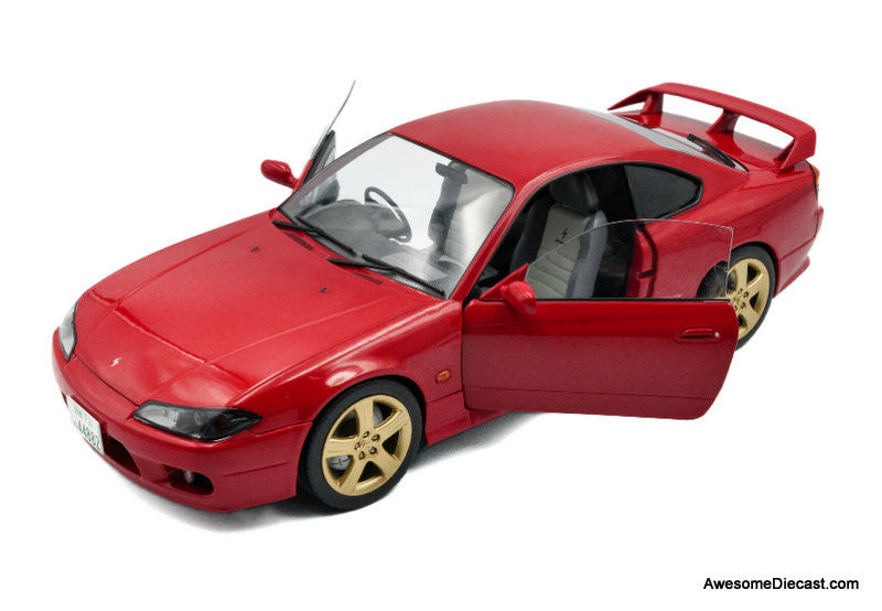 ソリド 1/18 日産 シルビア S15 SPEC-R エアロ 1999 レッド 1999 Nissan Silvia S15 Spec-R Aero, Flame Red 1:18 Diecast Model