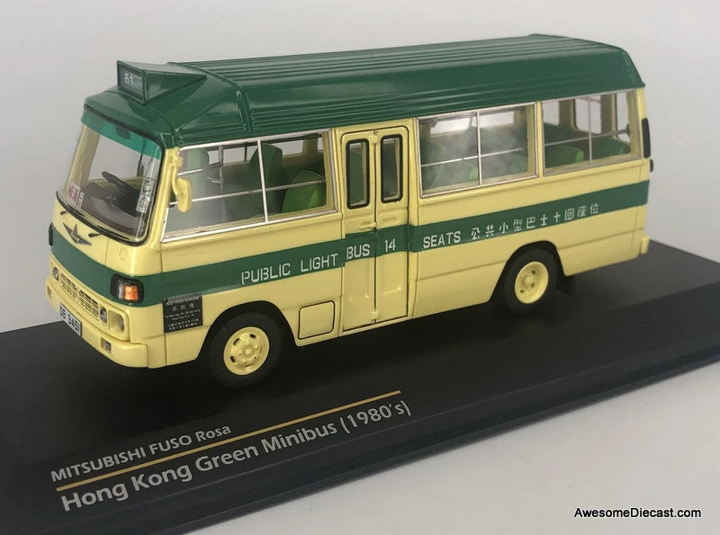 Tiny 1:43 1984 Mitsubishi Fuso Rosa 14 Seat Mini Bus, Green/Cream