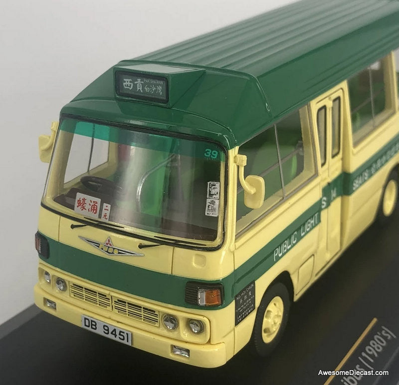 Tiny 1:43 1984 Mitsubishi Fuso Rosa 14 Seat Mini Bus, Green/Cream