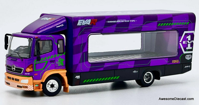 Tiny 1:64 Hino 500 Car Transporter, Purple: Eva-01 Racing Project Operation